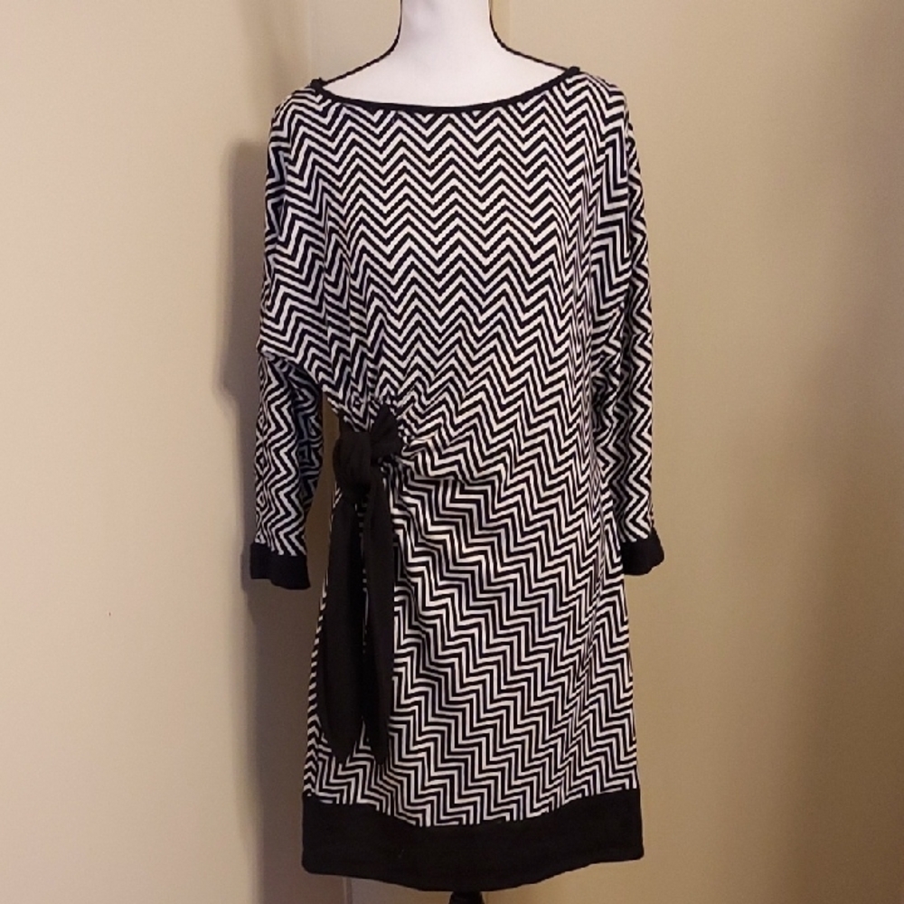 Annalee + Hope Black and Tan Chevron Blouse